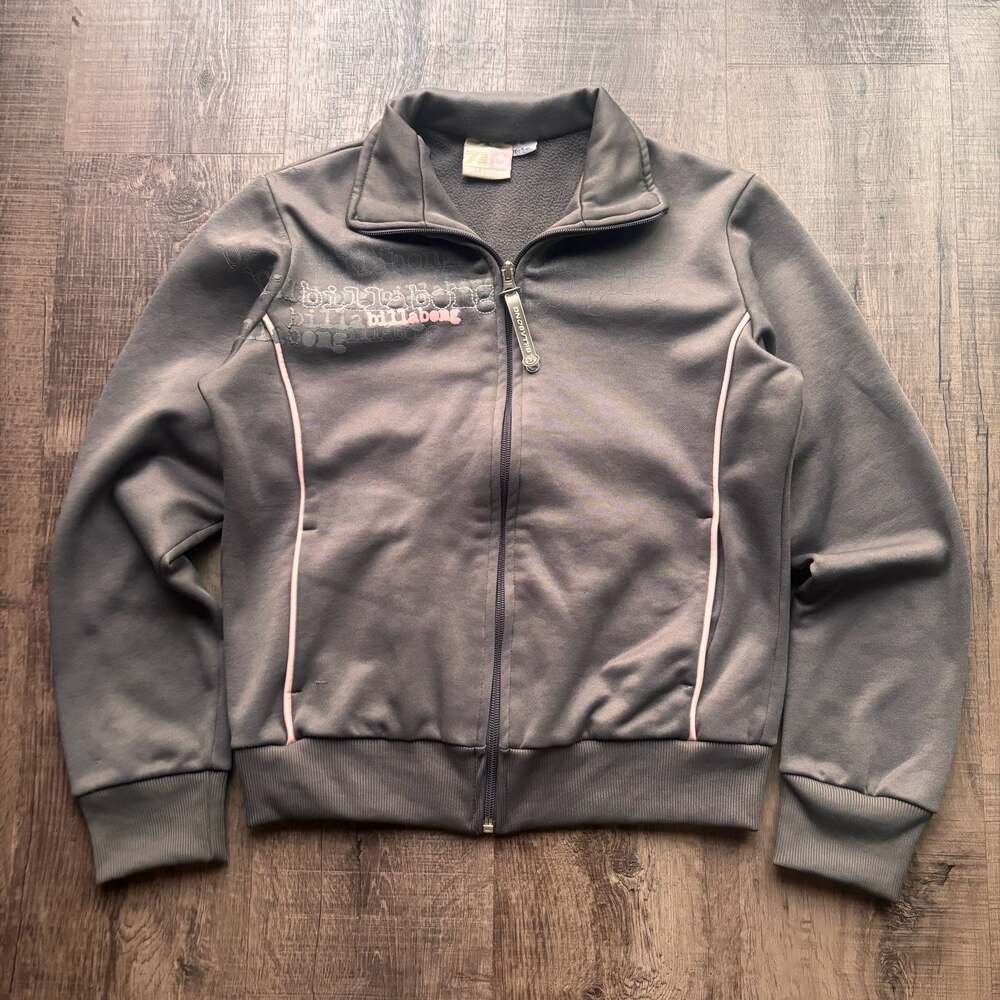 Vintage Billabong 73 Full Zip Track Jacket Grey Pink Medium